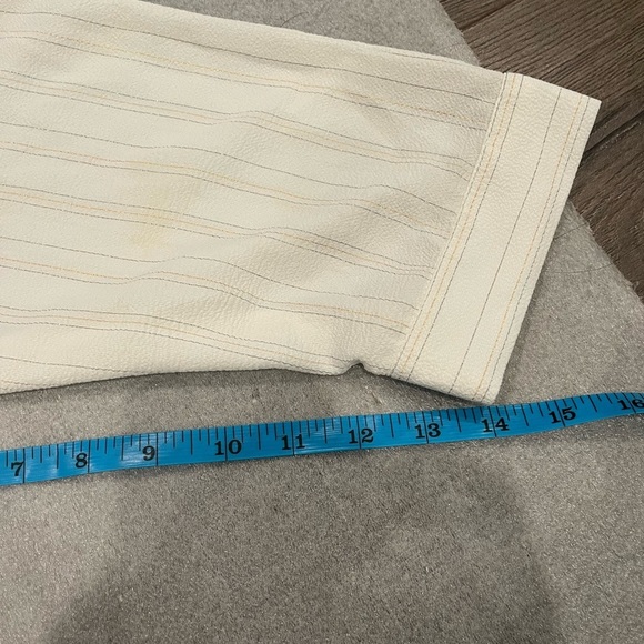 [L]MNG White Gold Striped Button-Down Shirt Dress Raglan Sleeve - Picture 5 of 5